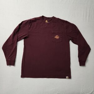 Mens CARHARTT DUCK SEASON LS Pocket Tshirt Sz M Maroon 102856 614
